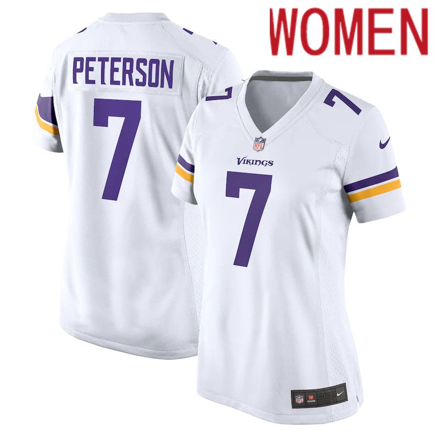 Women Minnesota Vikings #7 Patrick Peterson Nike White Player Game NFL Jersey->women nfl jersey->Women Jersey